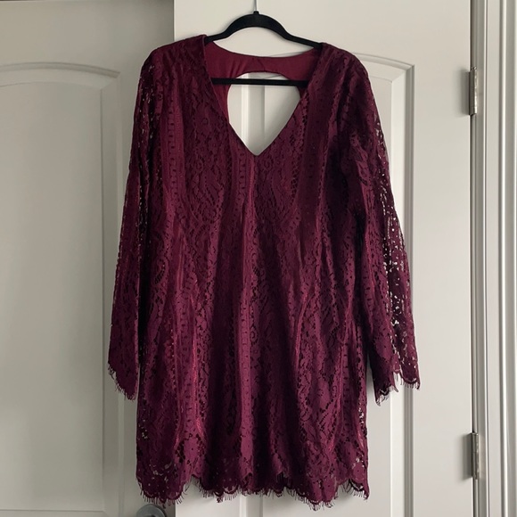 Lace Long-sleeve Mini Dress - Picture 1 of 2